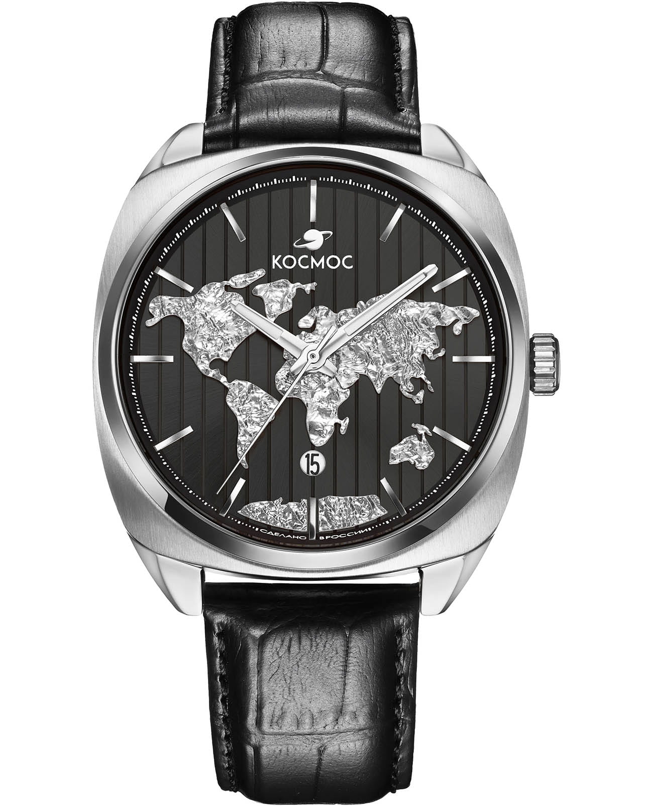 Космос Космос ЦУП D 113.11.31  D 113.11.31 механические мужские часы  циферблат, браслет кожаный — вид спереди